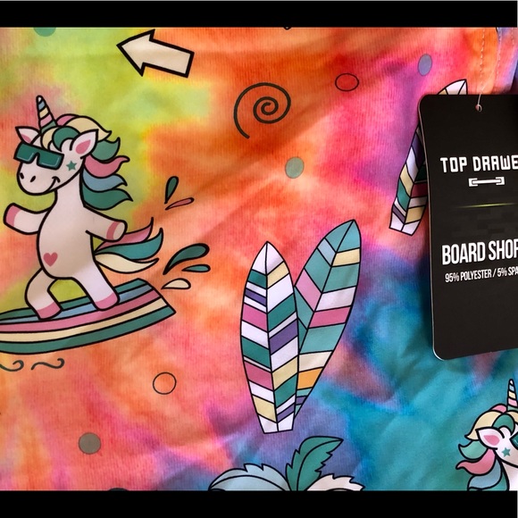 NWT Unicorn Rainbow Board Shorts Swim Trunks XL - Picture 4 of 5